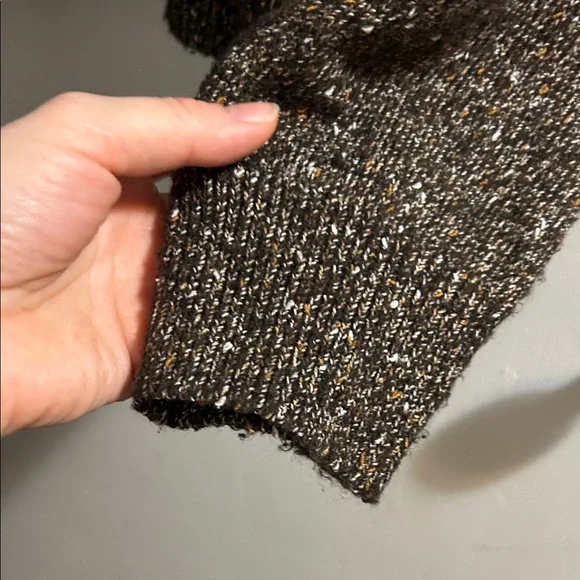 Solid Brown Ruffled Knit Sweater - Picture 6 of 9